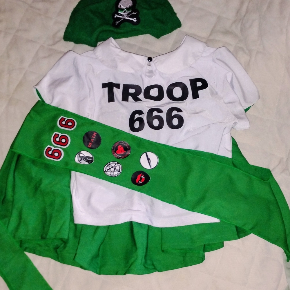 Green and White Troop 666 Costume